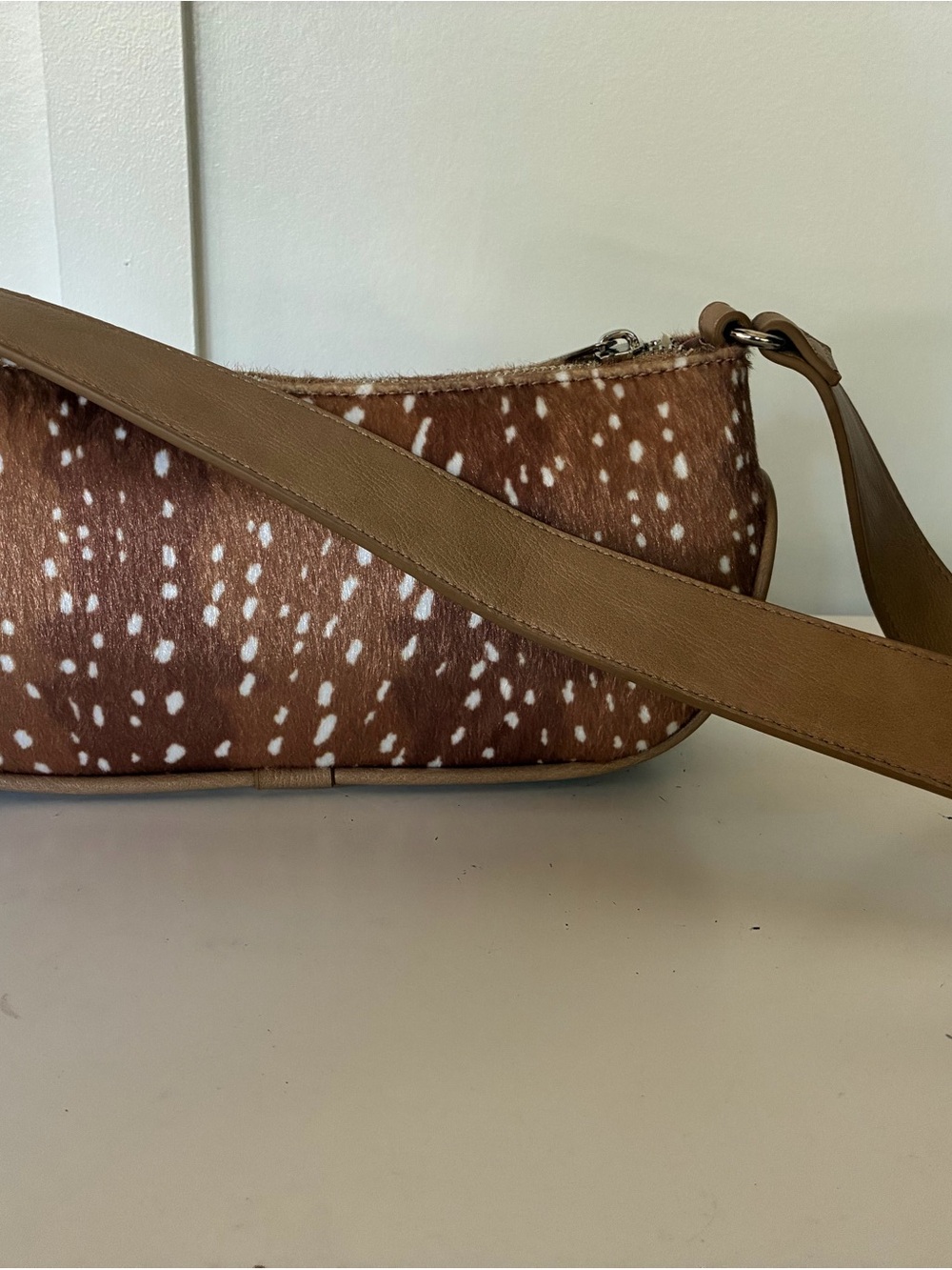 No Boundaries Doe/Fawn Print Brown and White Spotted Shoulder Bag - Picture 2 of 10